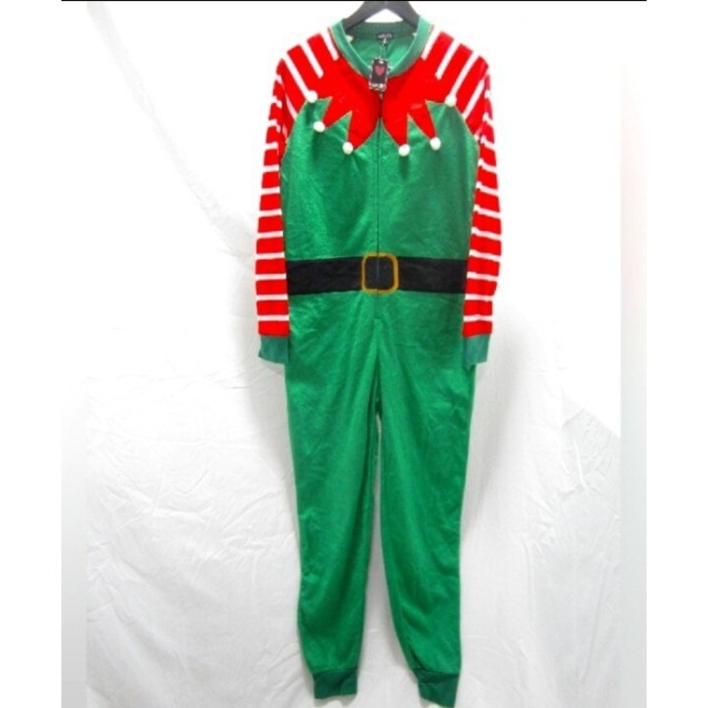 Nwt Cozy Zoe Men Christmas Elf  Union Suit Fleece Holiday  Pajamas M